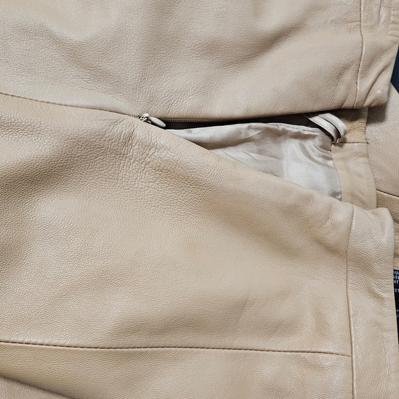 Kasper Genuine Leather A Line Below Knee Skirt Tan Camel Lined Career 8 - Picture 5 of 6